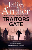 Book Cover For Traitors Gate Pink Background With Black Silhouette Of Man Running
