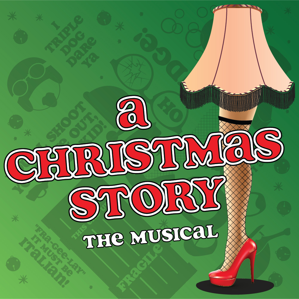 Red Logo on a green background for A Christmas Story: The Musical