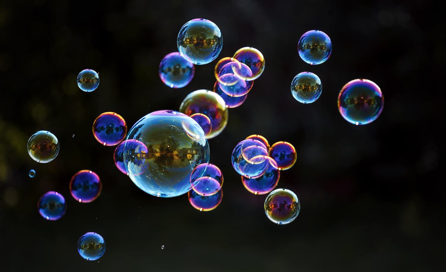 bubbles floating on a black background