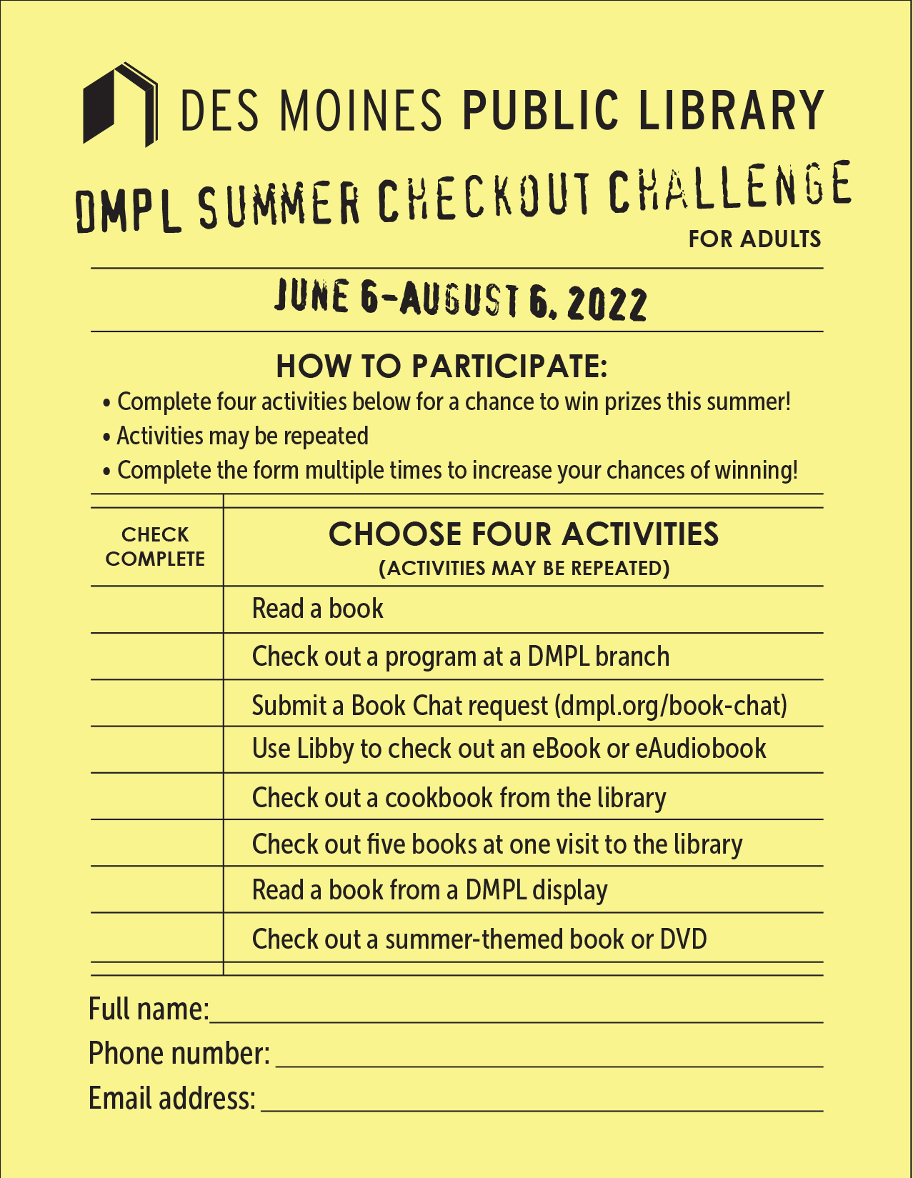 Summer Checkout Challenge Form