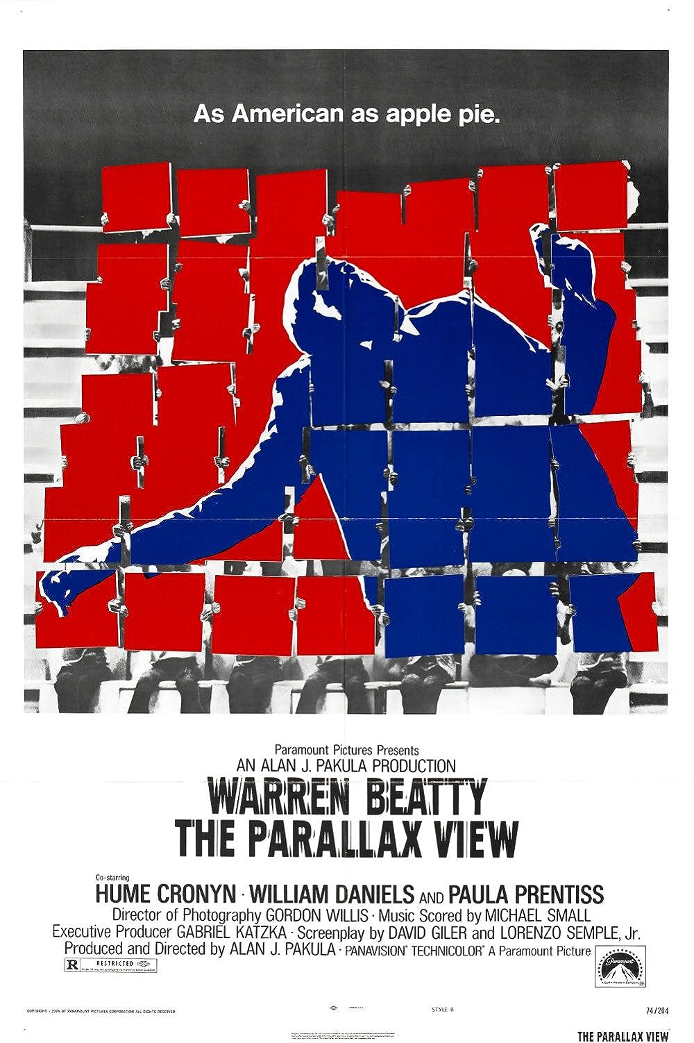 Graphic image of the movie poster for The Parallax View