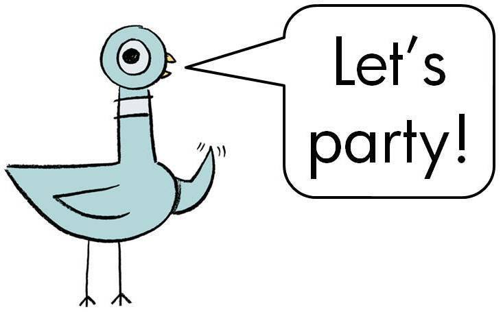 Pigeon Saying "let's party!"