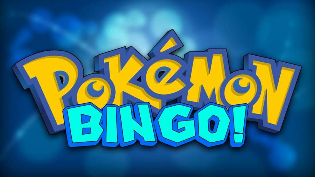 Blue background with yellow letters reading "Pokemon" and teal blue letters that read "Bingo!"