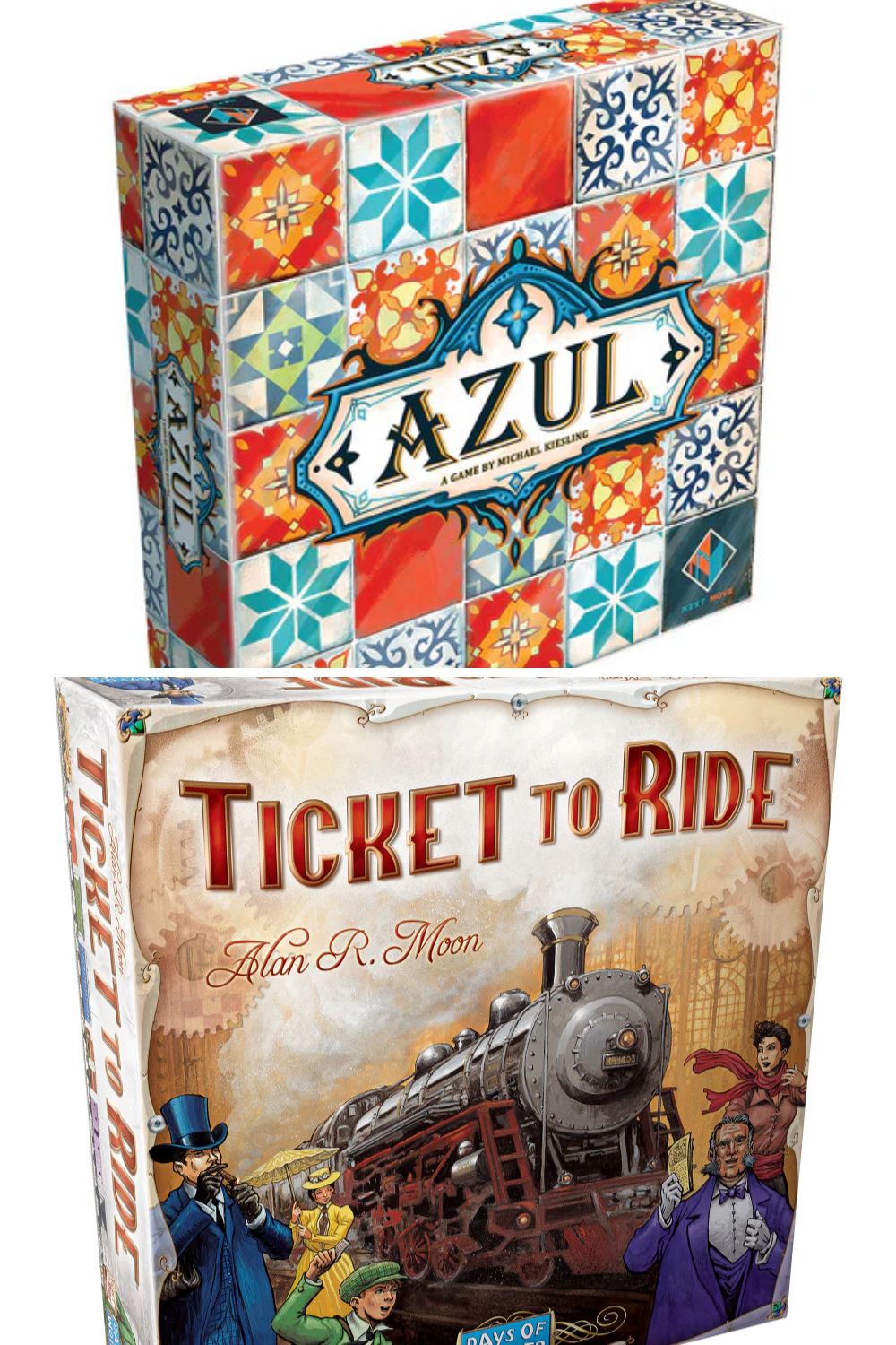 Adult Board Game Examples - Azul and Ticket to Ride