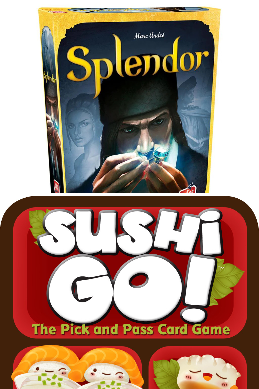 Family Board Game Examples - Splendor and Sushi Go