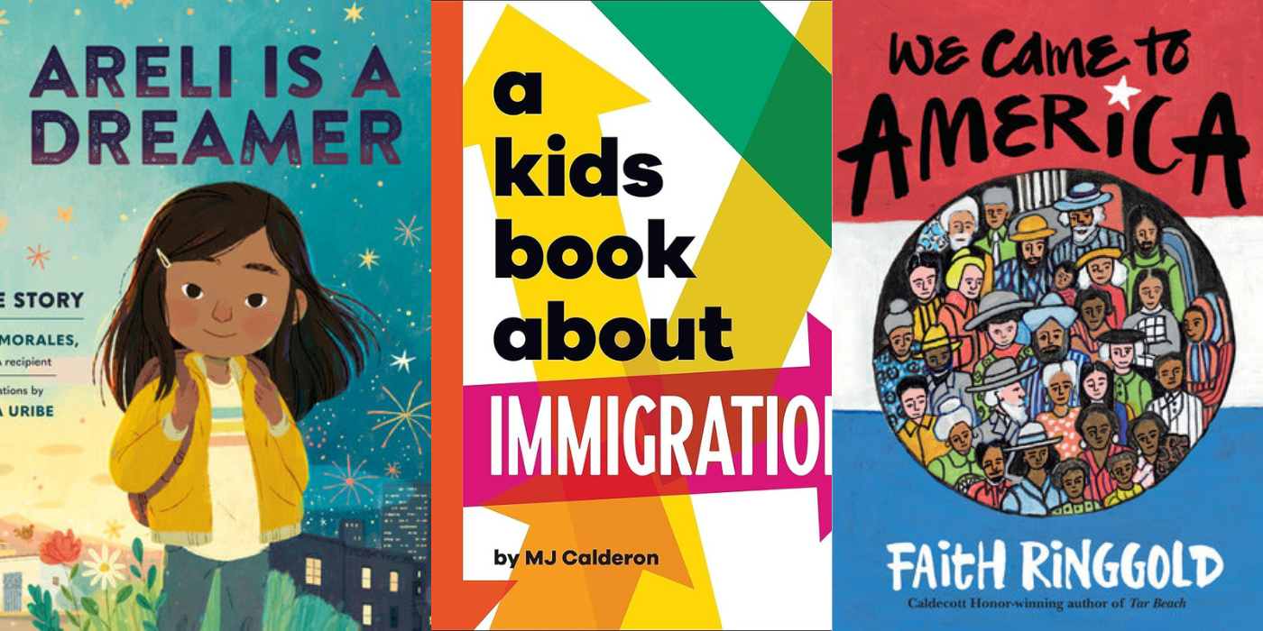 Book cover collage: Areli is a Dreamer, a Kids book about immigration, We Came to America