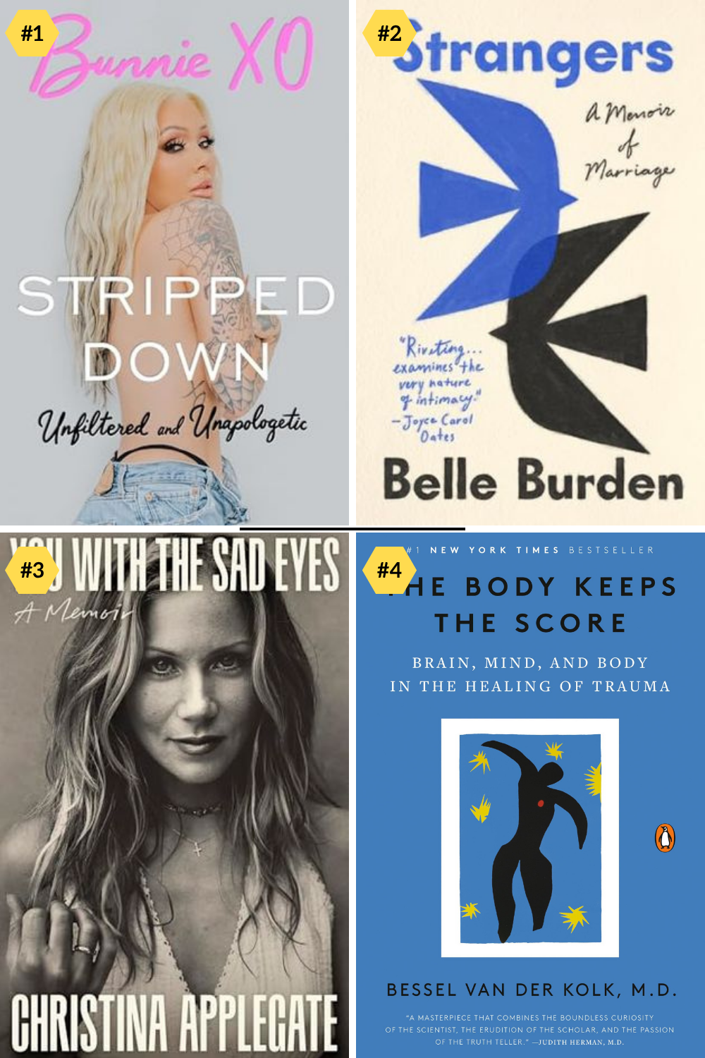 NYT non-fiction best sellers for 3/26/26 Covers for the books: Stripped Down, Strangers, You With The Sad Eyes, The Body Keeps The Score