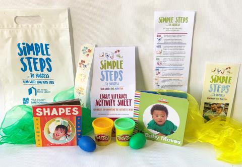 All items included in the initial Simple Steps activity bag and the completion bag