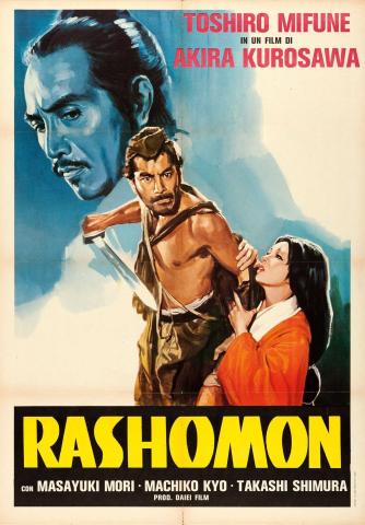 Graphic image of the Rashomon movie poster