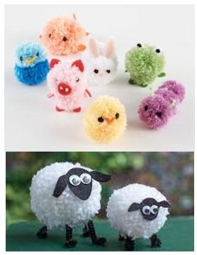 examples of animals made from yarn pom poms
