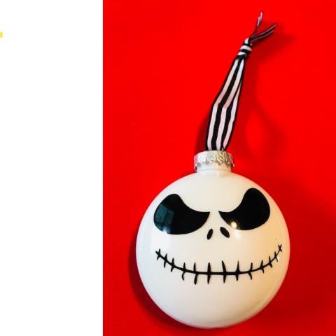 Photo of ornament with Jack Skellington's face