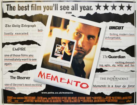 Graphic image of the poster for the movie Memento