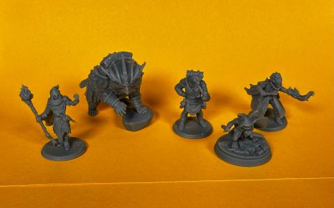 A photo of figurines printed by the library's Resin 3-D Printer