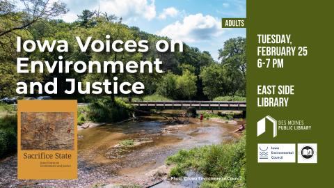 iowa creek with white text