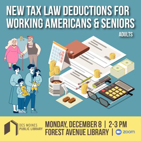 Image of an older couple and a younger family with documents, money, and calculators.