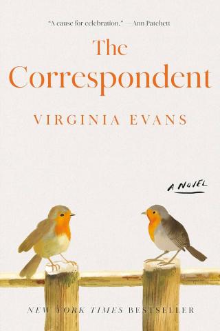 Book cover for "The Correspondent" by Virginia Evans, featuring the title and two birds