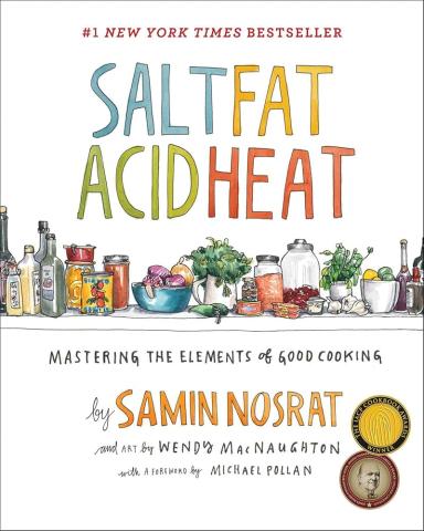 Book cover for "Salt Fat Acid Heat" by Samin Nosrat