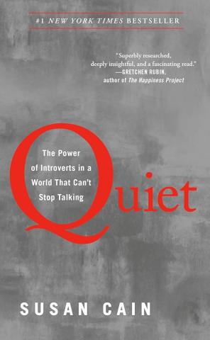 Book cover for Quiet with a murky grey background and I giant red Q beginning the word Quiet.
