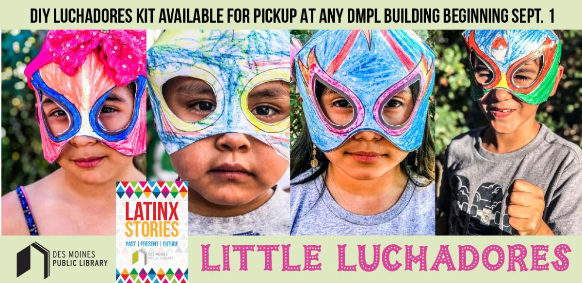 kids wearing handmade luchador masks