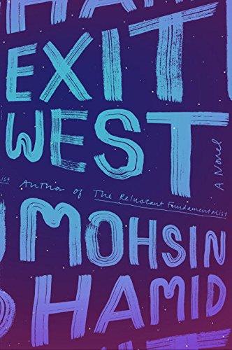 dark blue with lighter blue words Exit West