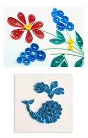 two examples of art made by the process of curling paper