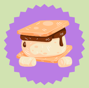 clip art of a s'more with a purple and green background