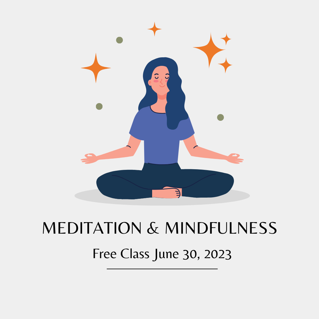 Flyer with meditating woman illustration