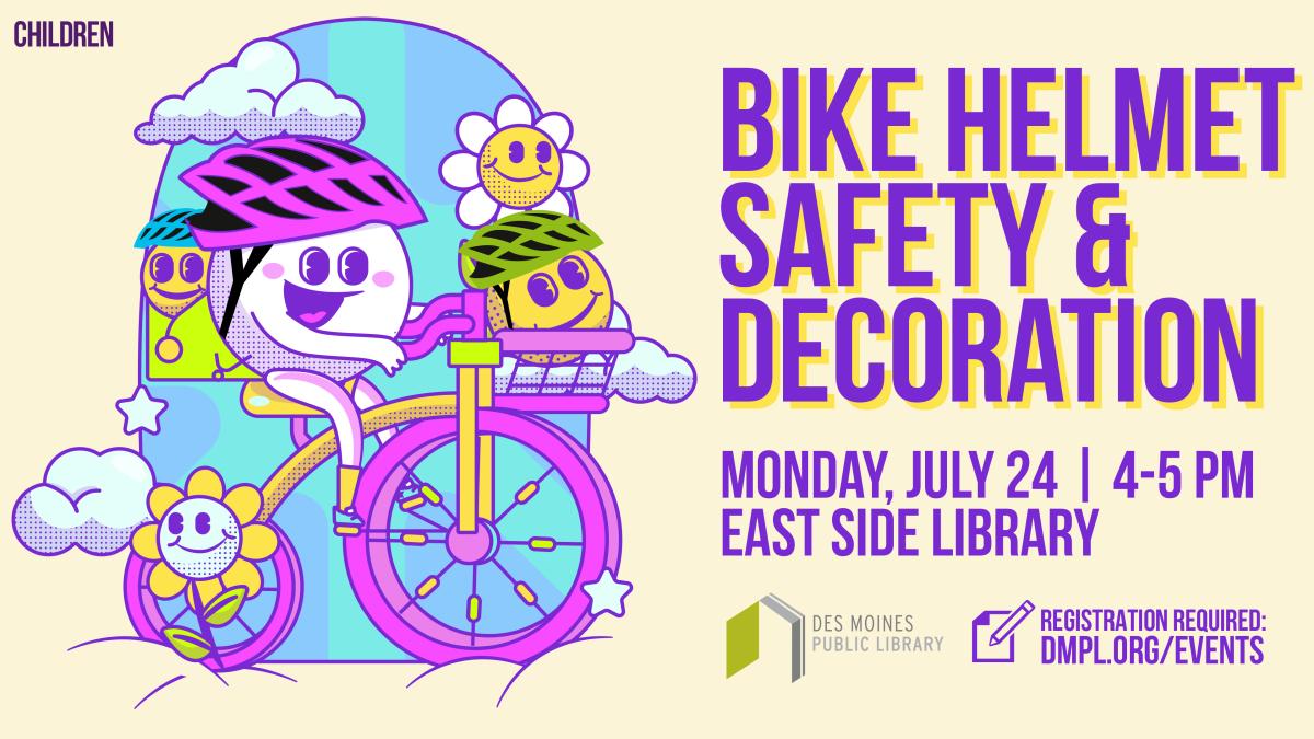 Promotion Poster: Smiley face riding a bicycle with helmet on 