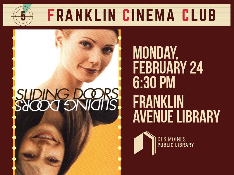 Graphic image of the movie poster for Sliding Doors