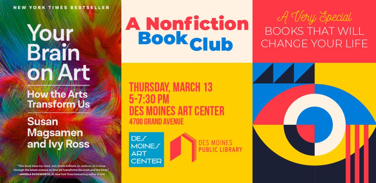 Book Cover for Your Brain on Art with text description of the book club event