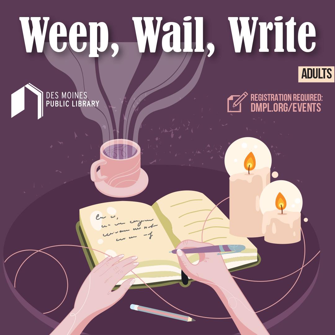 purple background with a journal 