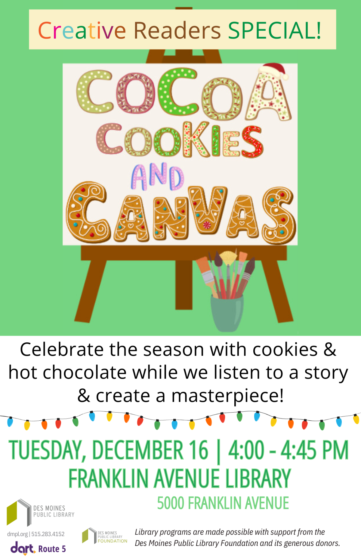 Creative Readers Cocoa, Cookies and Canvas