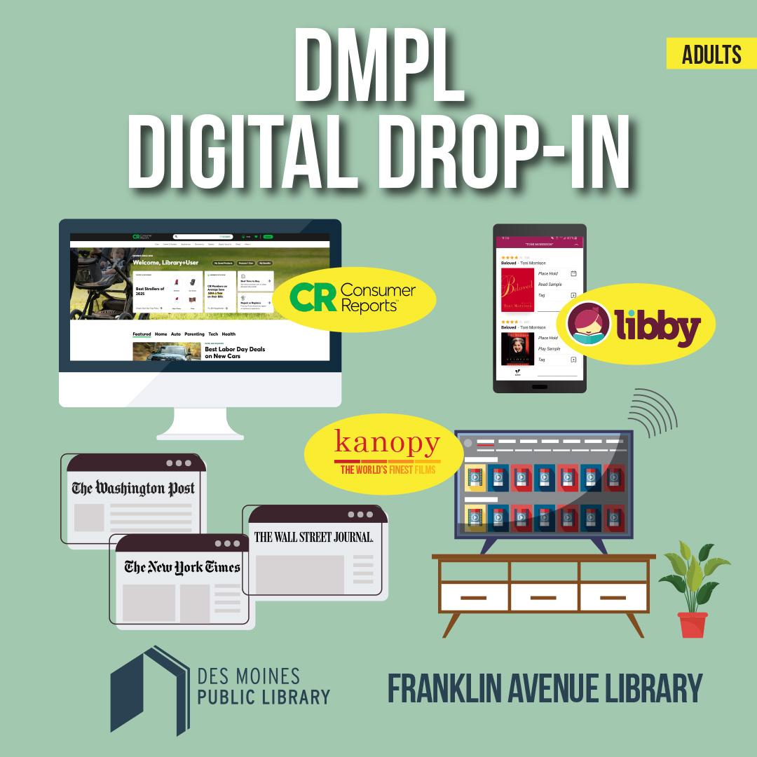 Graphic image of the DMPL Digital Drop-in poster