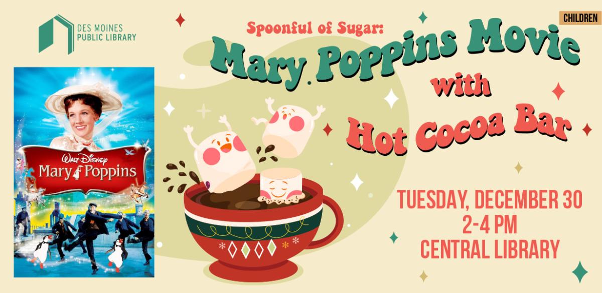 Graphic with Mary Poppins and hot chocolate