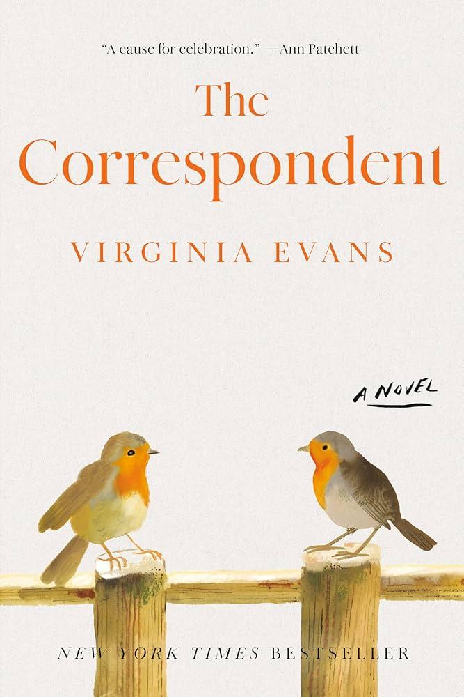 Book cover for "The Correspondent" by Virginia Evans, featuring the title and two birds