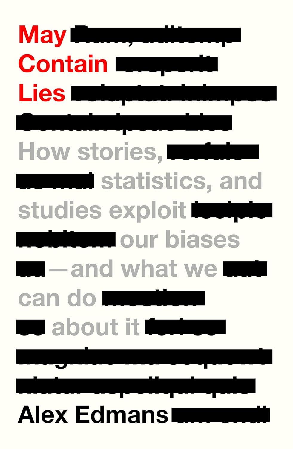Book Cover for May Contain Lies with part of the printed text seemingly censored.