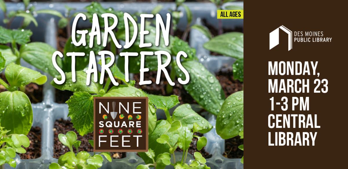 Image of plants with the Nine Square Feet logo and program info