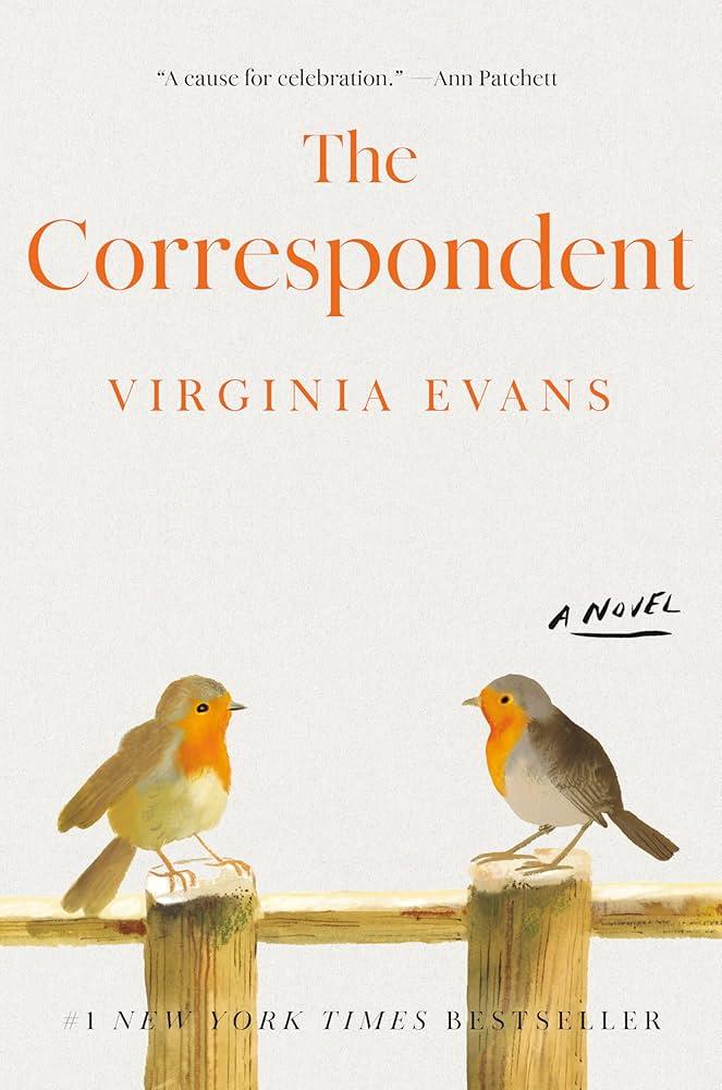 Book cover for "The Correspondent" by Virginia Evans, featuring the title and two birds