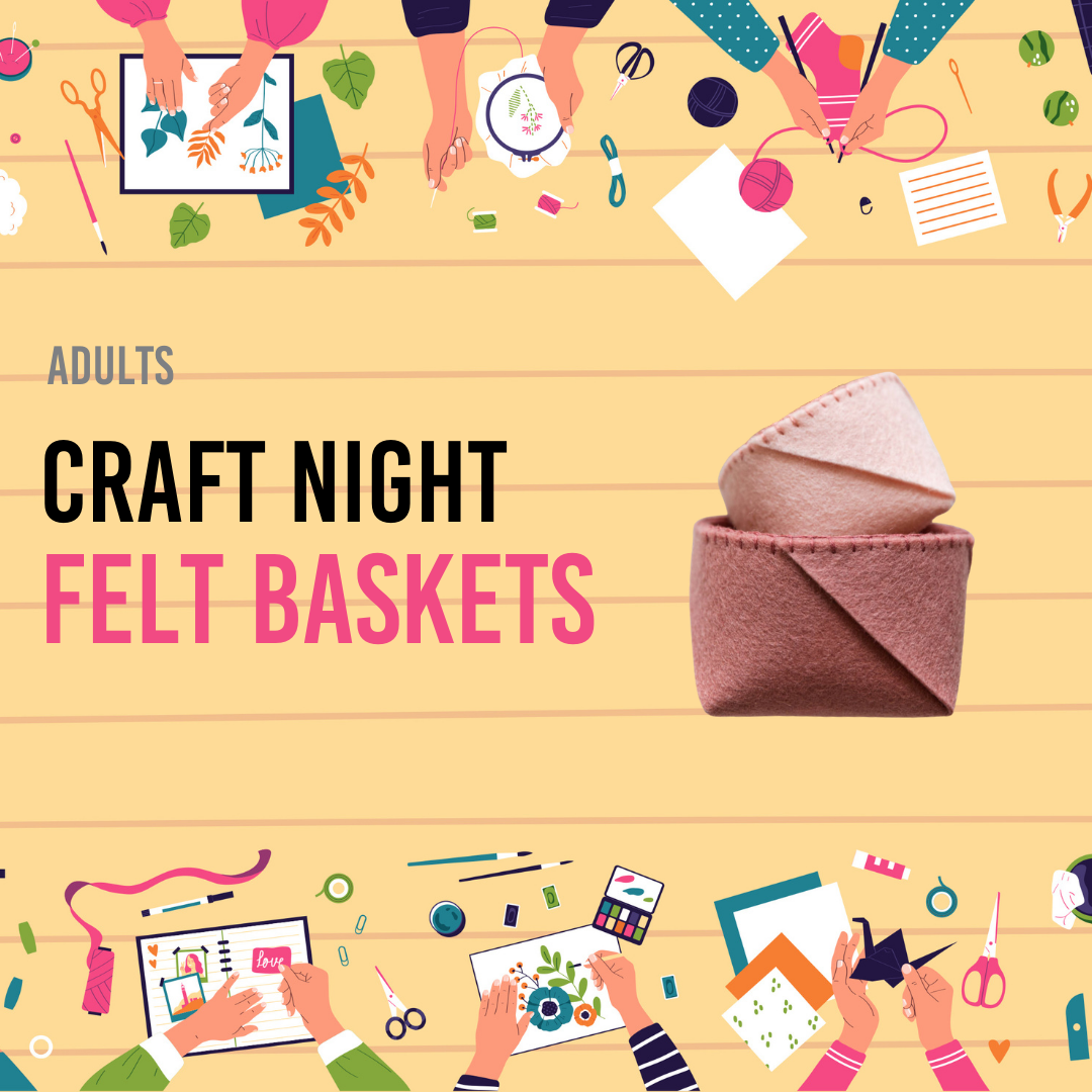 A slightly smaller felt basket stacked on a larger one