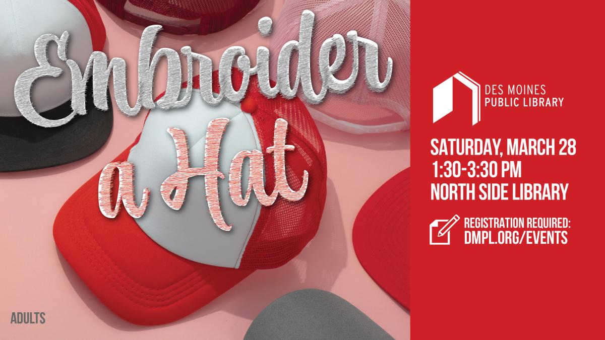 Embroider a Hat in a cursive embroidery font with photo of baseball caps