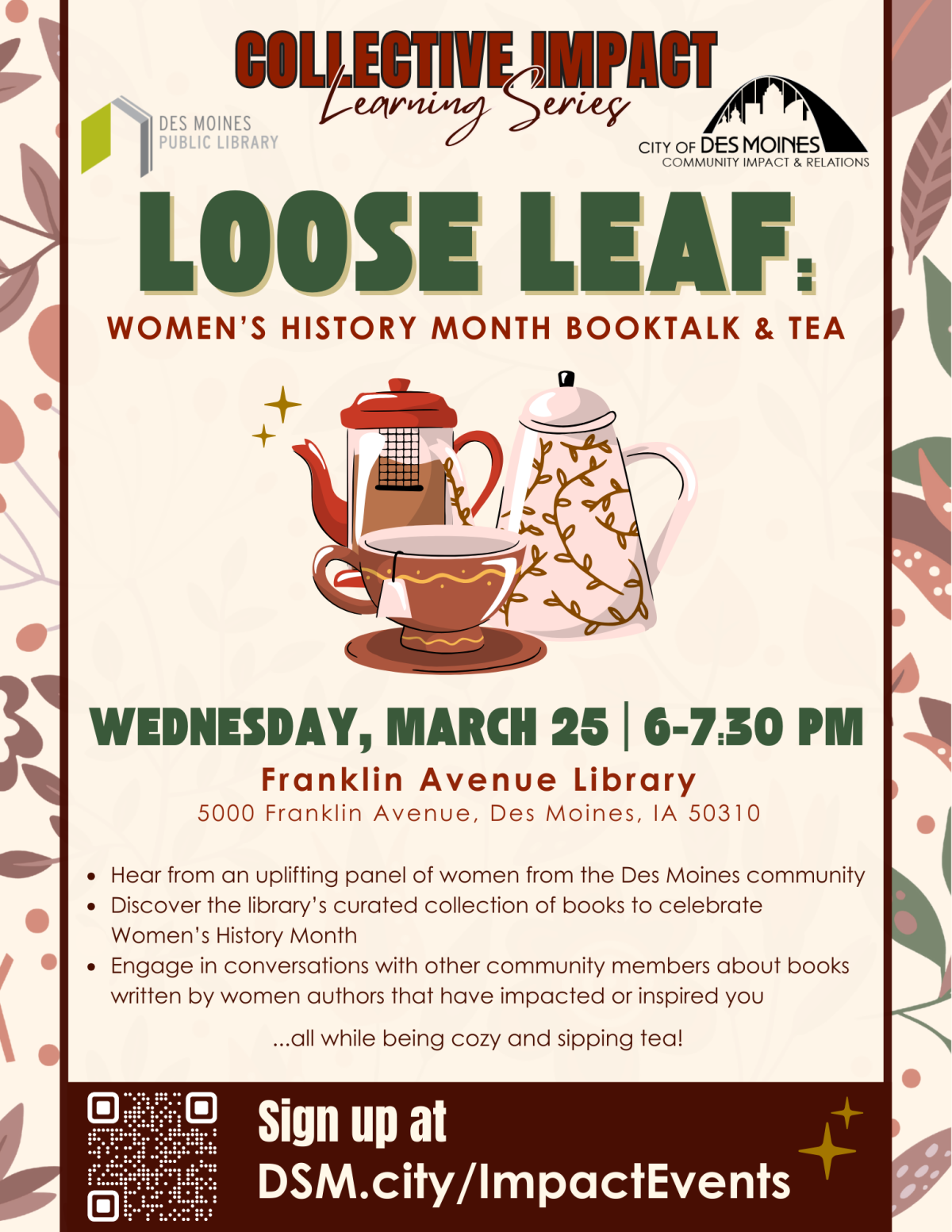 Women's History Month Loose Leaf event poster