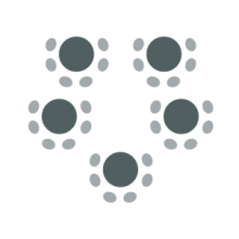 Room setup icon showing round tables with chairs