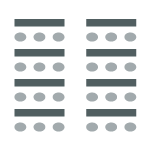 Classroom room setup icon showing rectangular tables arranged in columns